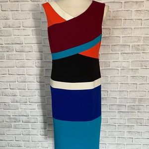 Tracy Reese Anthropologie Blue Multi Midi Dress